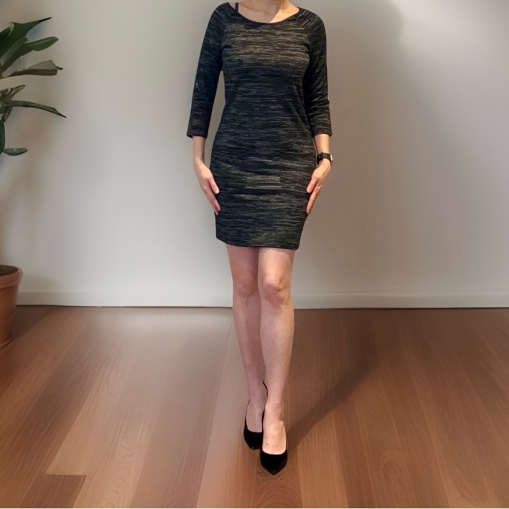 Twik Charcoal and Black 3/4 Sleeve Dress XS